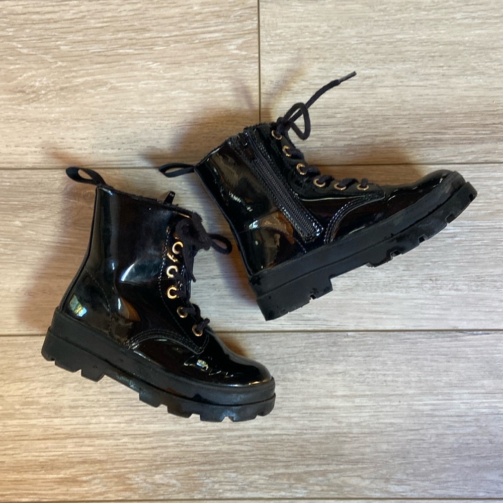 H&M Girls Black Combat Boots - size 11